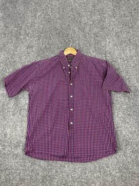 Bogari Studio Italy Shirt Mens Medium Button Up Plaid Purple Check N156